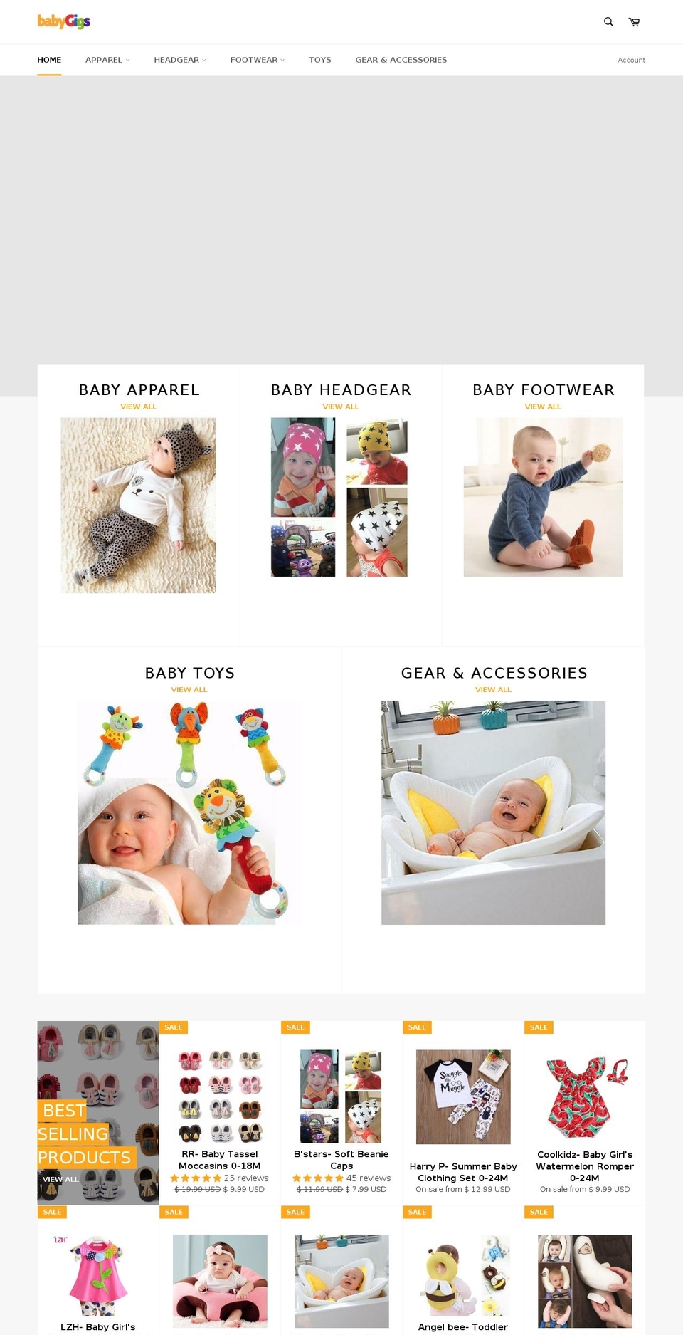 babygigs.com — Shopify storefront screenshot