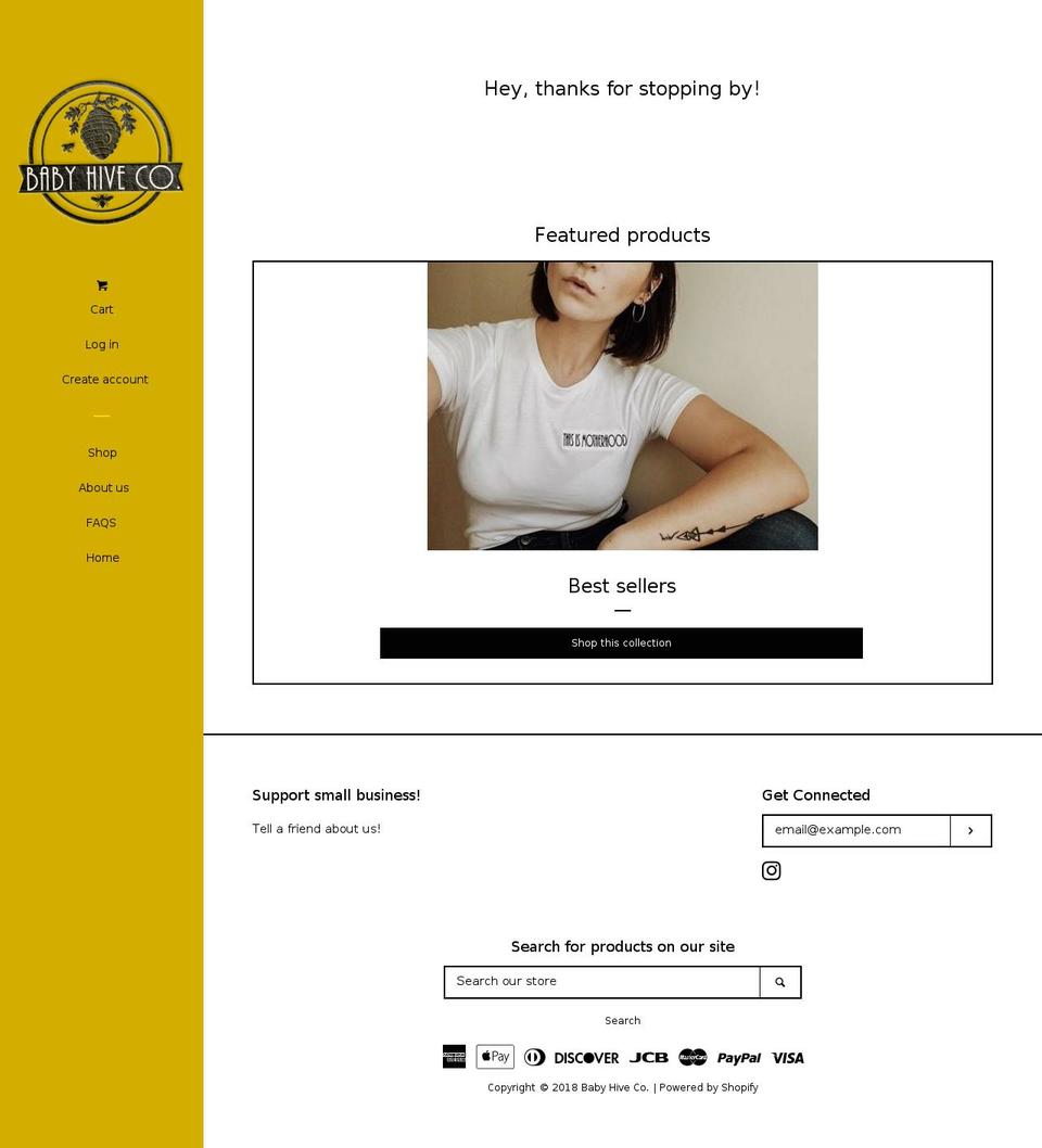 babyhivecompany.com — Shopify storefront screenshot