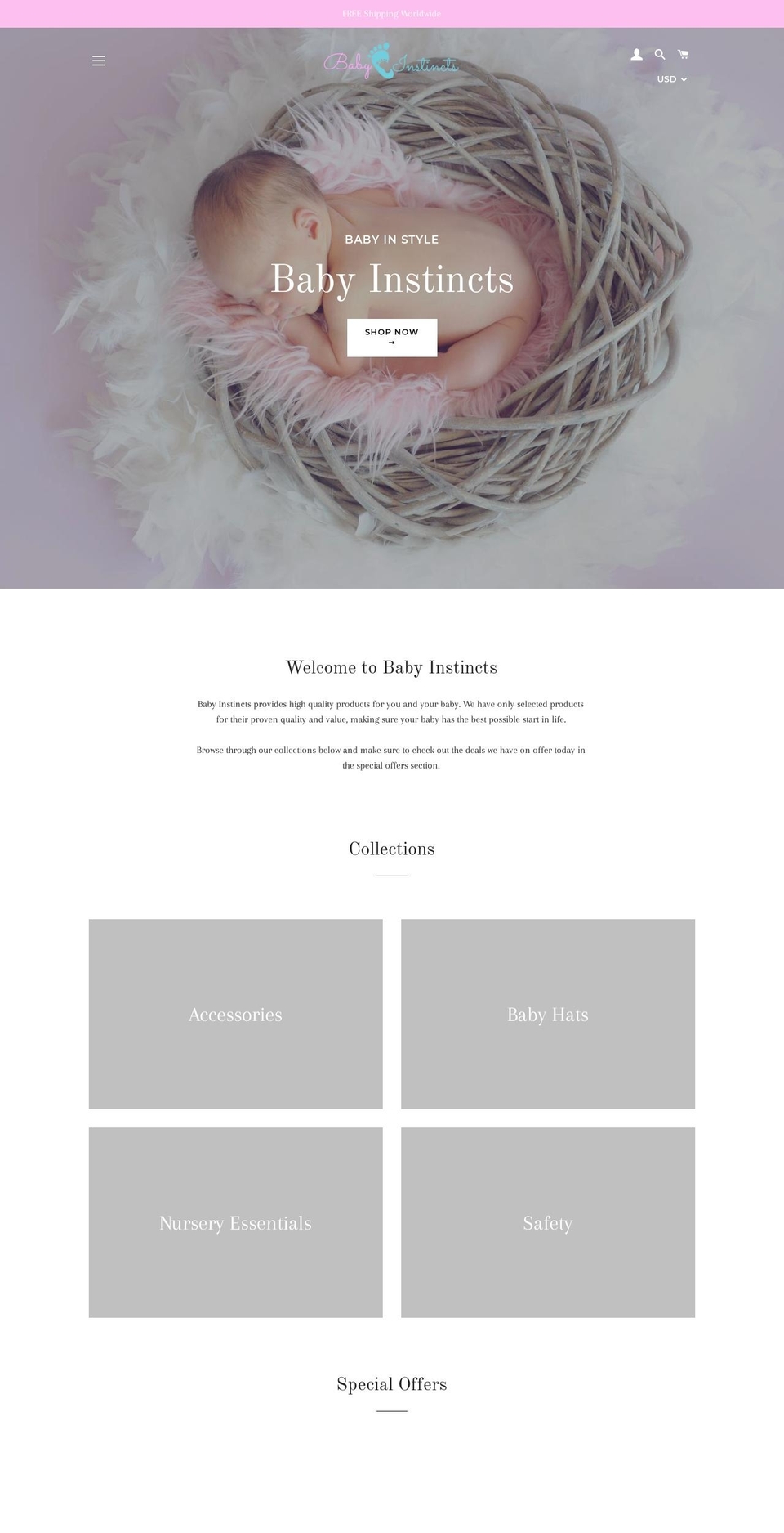 babyinstincts.com — Shopify storefront screenshot