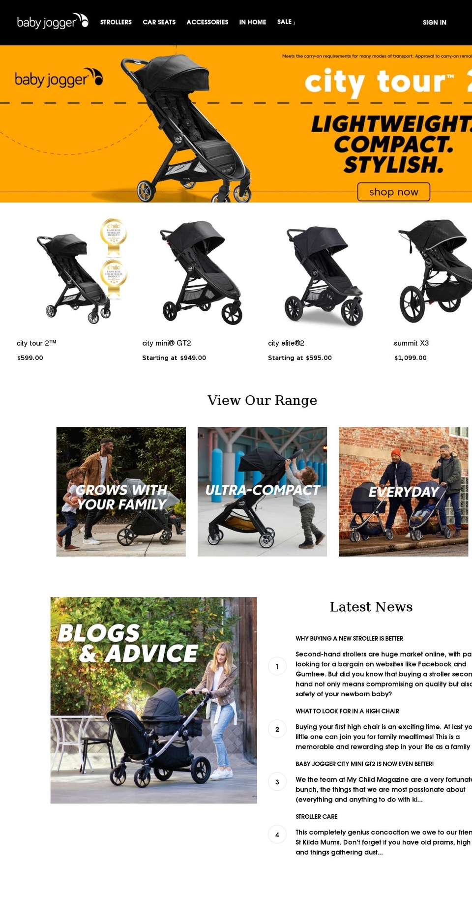 babyjoggerstrollers.com.au shopify website screenshot