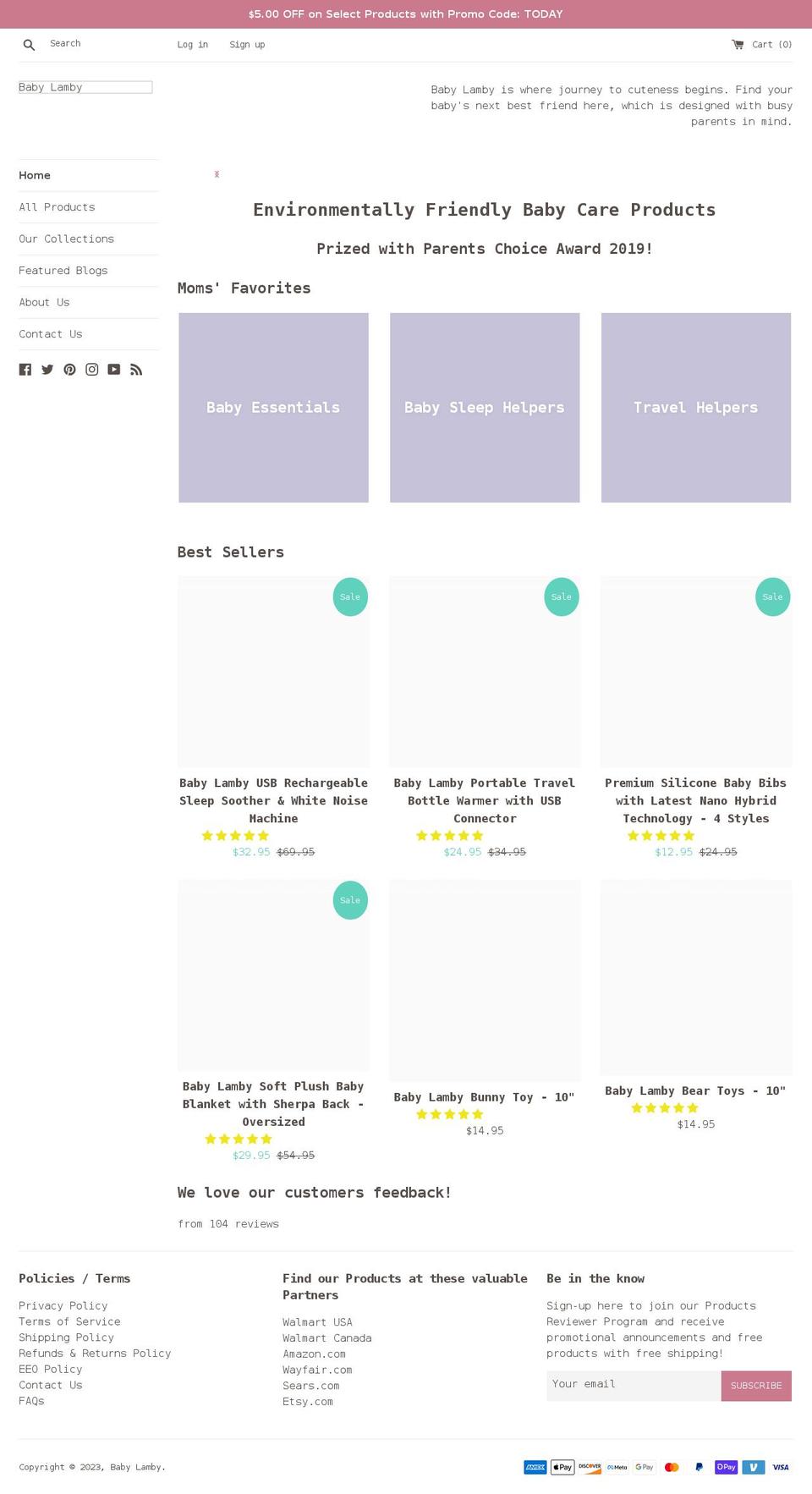 babylamby.com shopify website screenshot