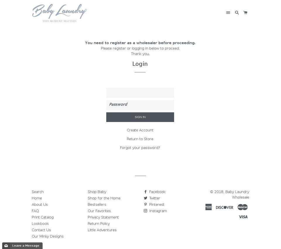 babylaundryandmorewholesale.com — Shopify storefront screenshot