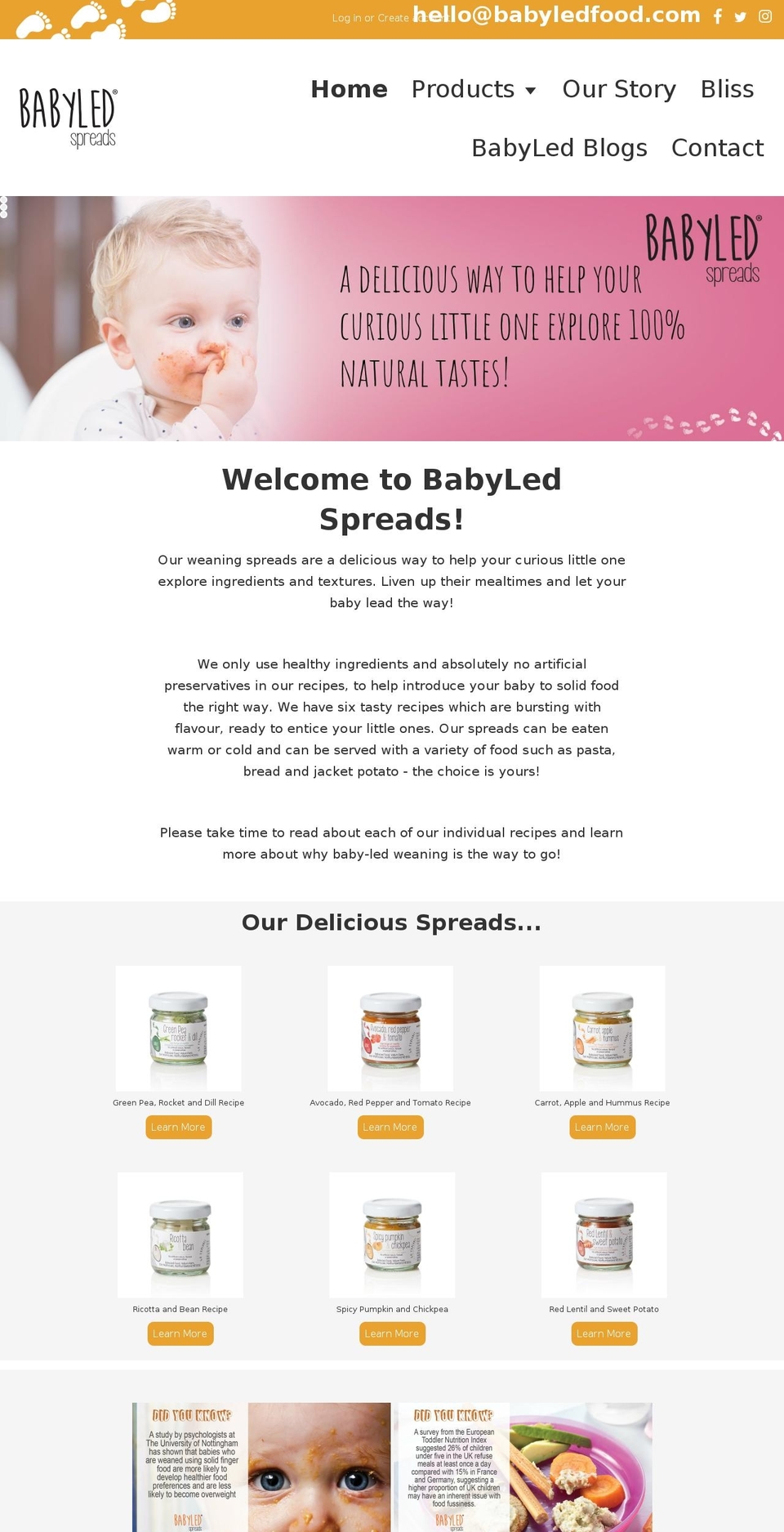 babyledspreads.co.uk shopify website screenshot