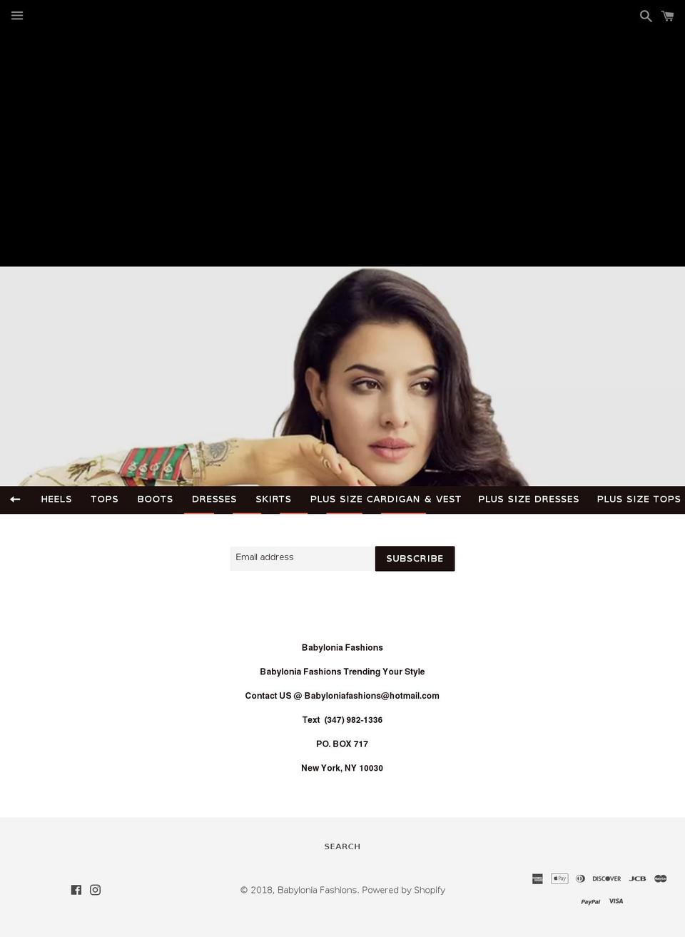 babyloniafashions.com — Shopify storefront screenshot