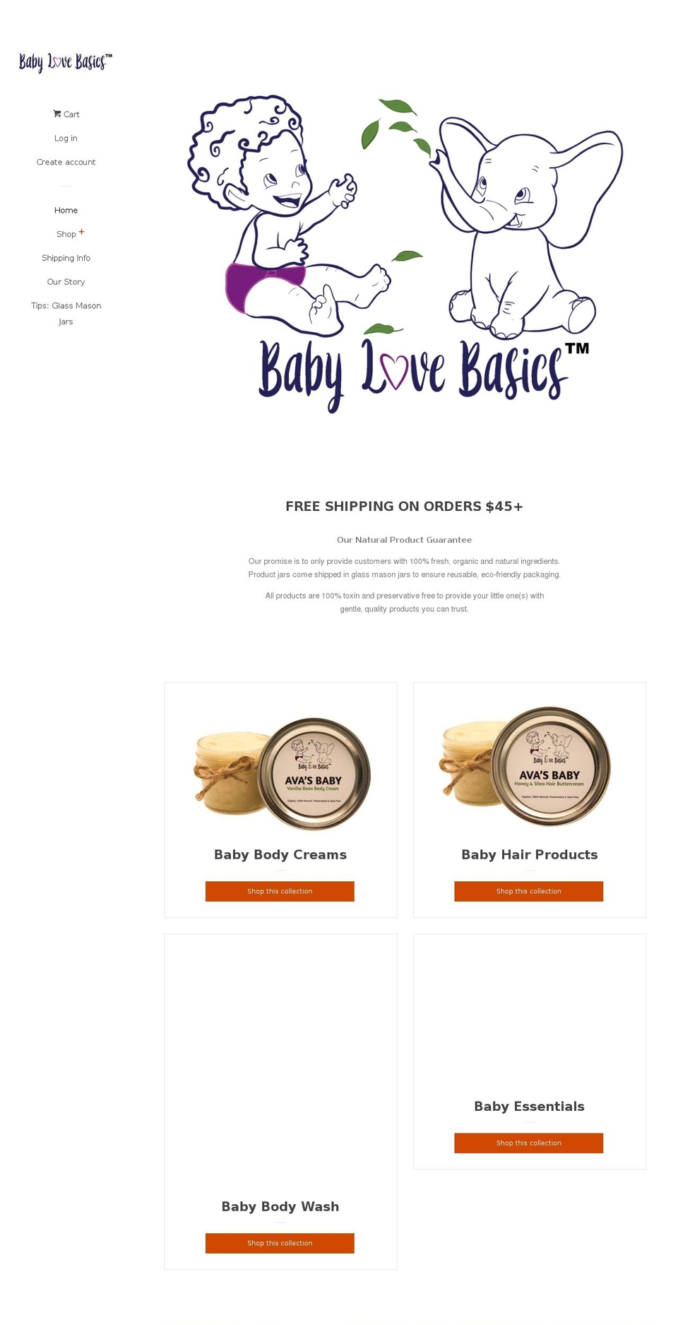 babylovebasics.com shopify website screenshot