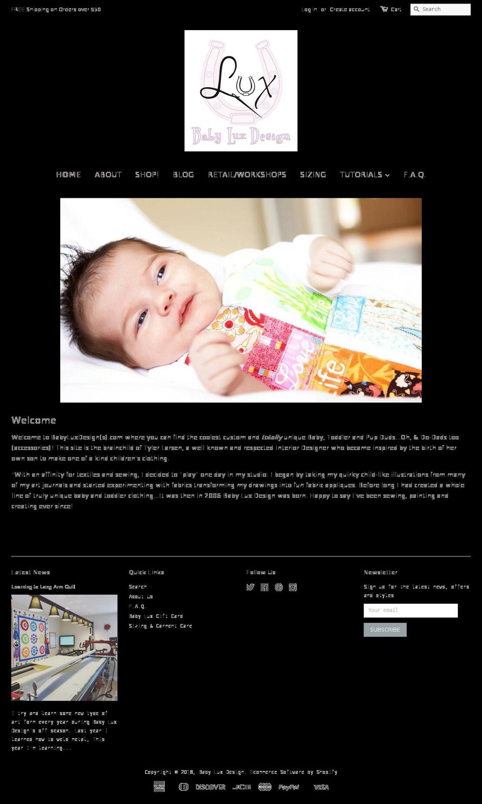 babyluxdesigns.com — Shopify storefront screenshot