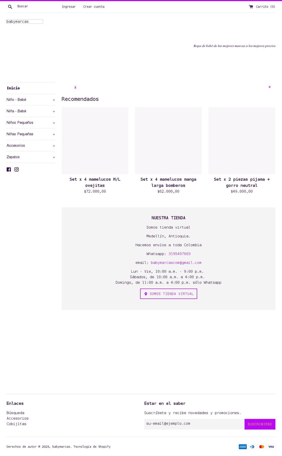 babymarcas.com shopify website screenshot