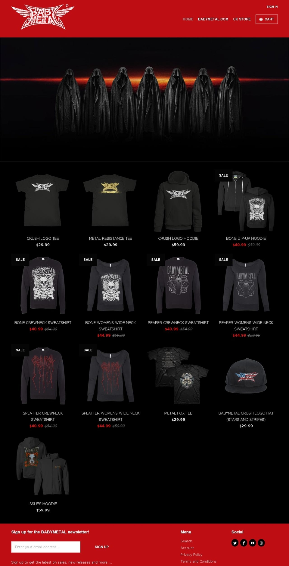 babymetalstore.com shopify website screenshot