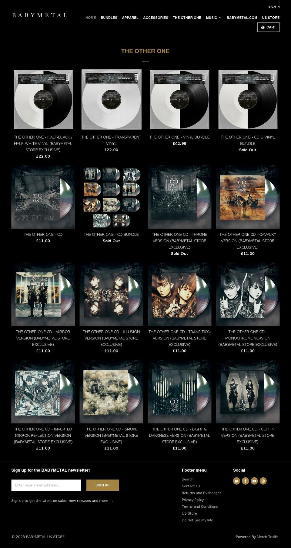 babymetalstoreuk.com — Shopify storefront screenshot