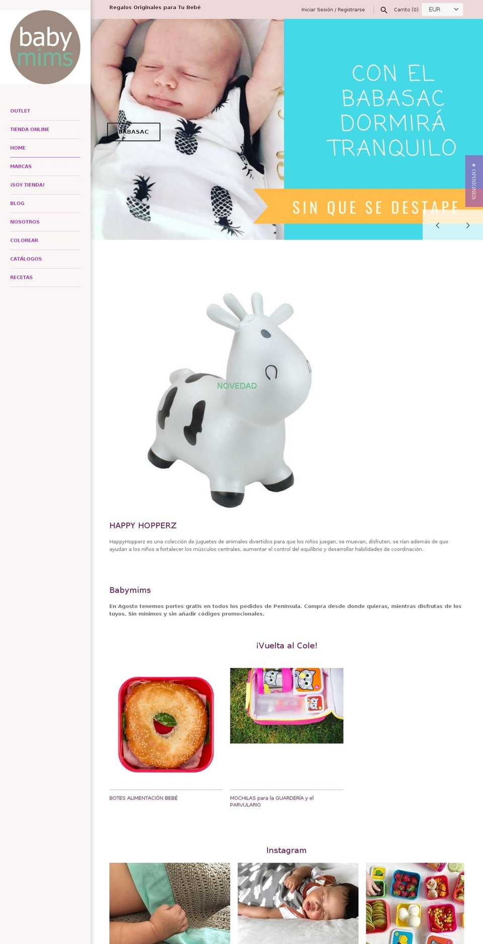 babymims.es shopify website screenshot