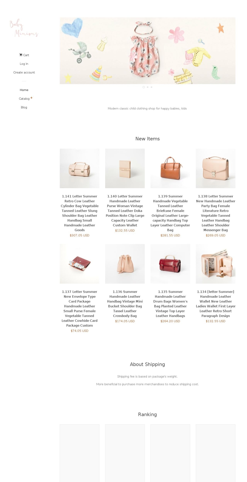 babyminions.com — Shopify storefront screenshot