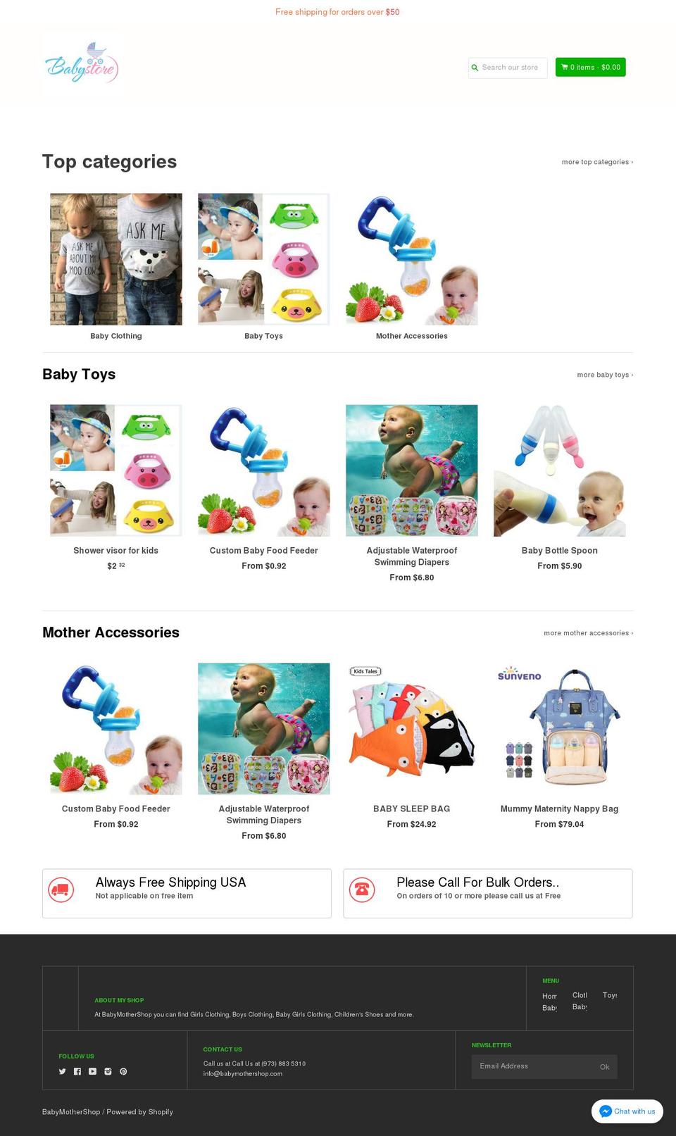 babymothershop.com — Shopify storefront screenshot