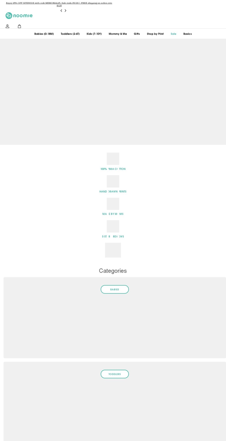 babynoomie.com shopify website screenshot