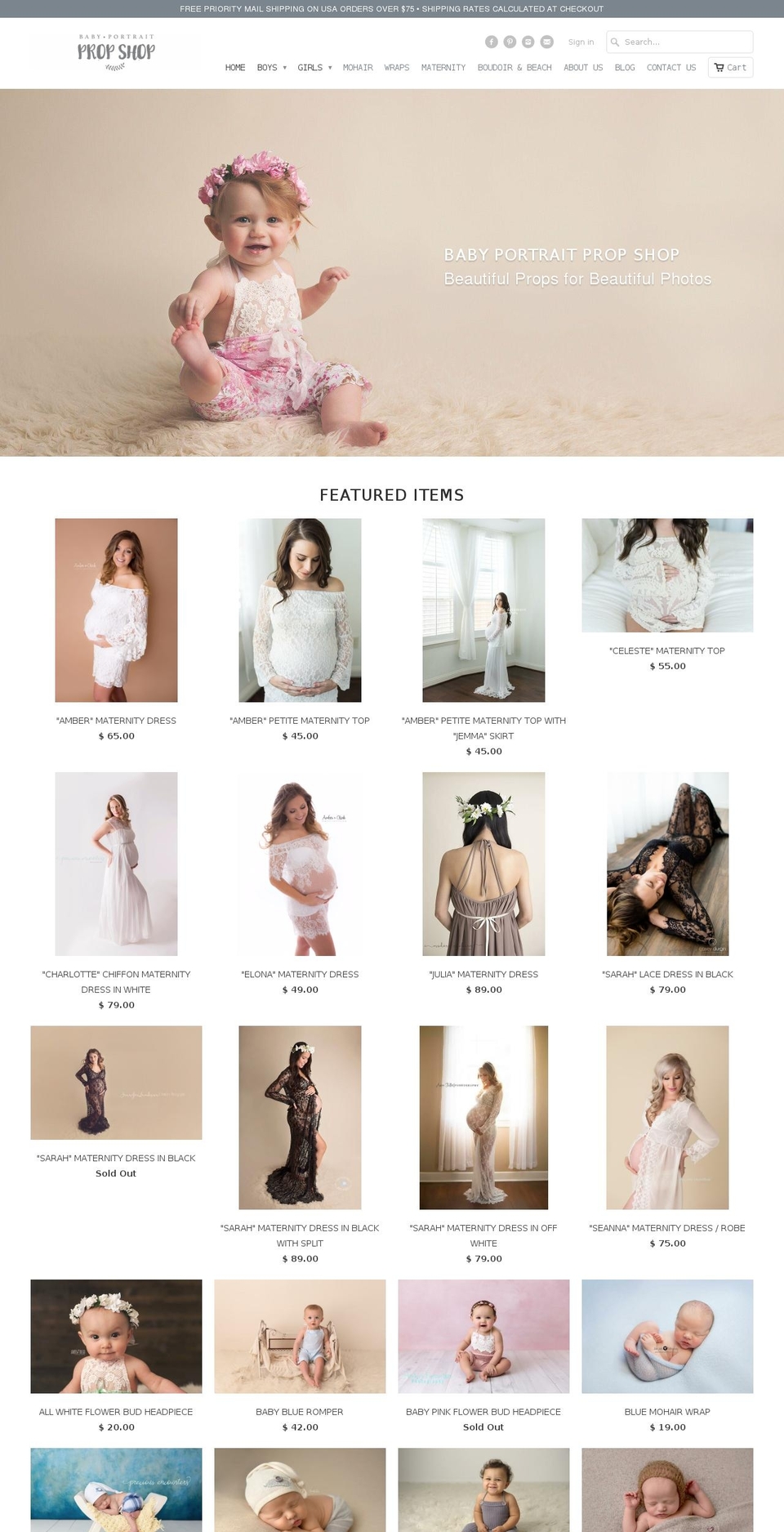 babyportraitpropshop.com shopify website screenshot
