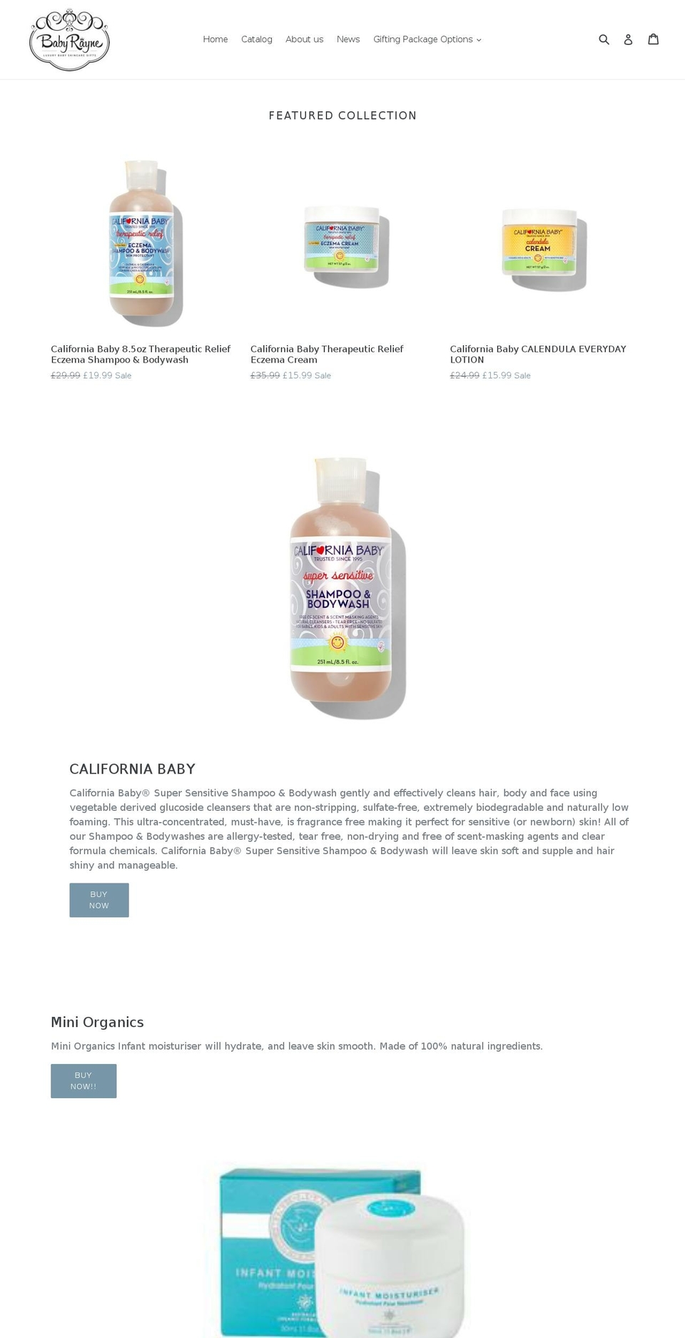 babyrayne.com — Shopify storefront screenshot