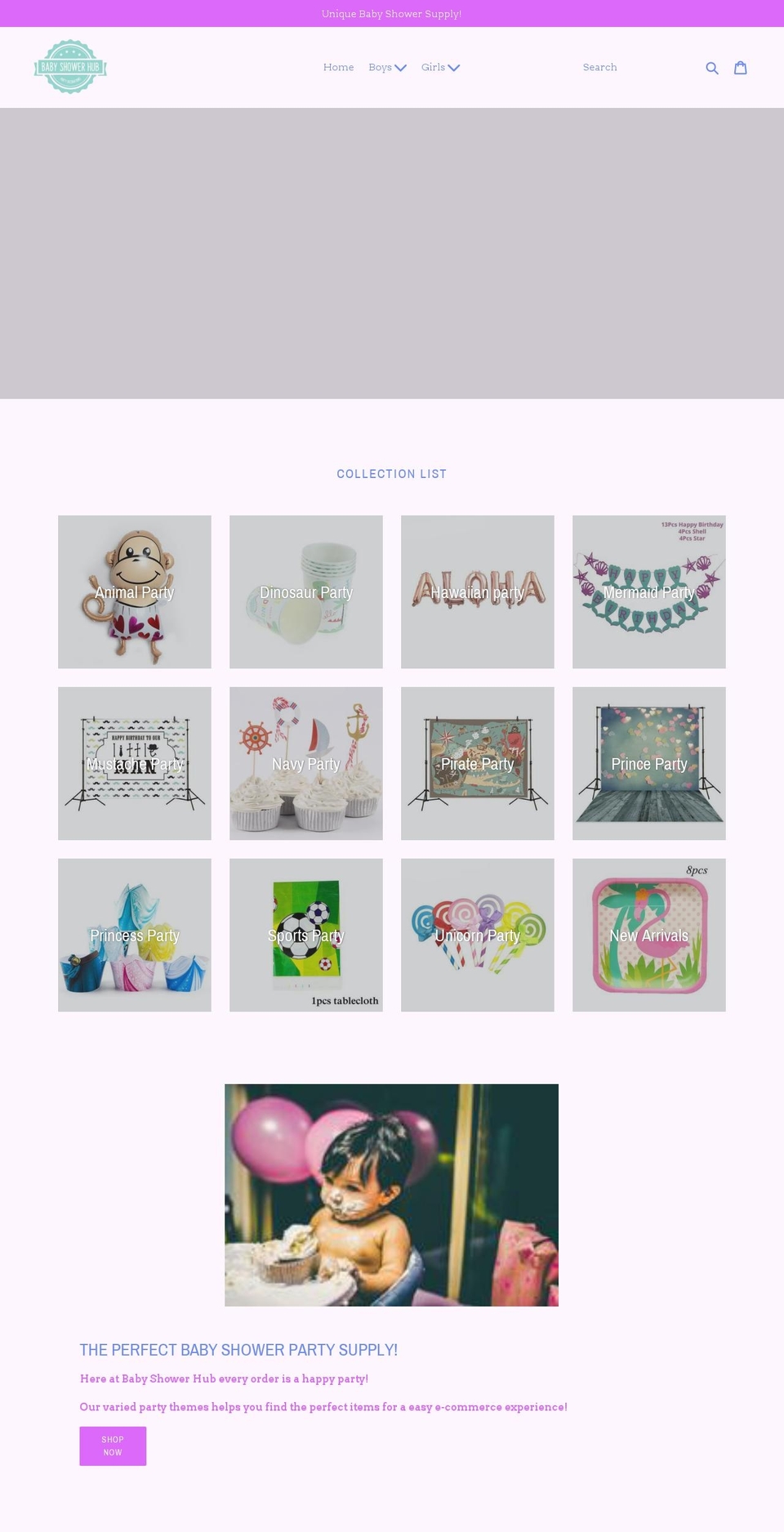 babyshowerhub.com — Shopify storefront screenshot