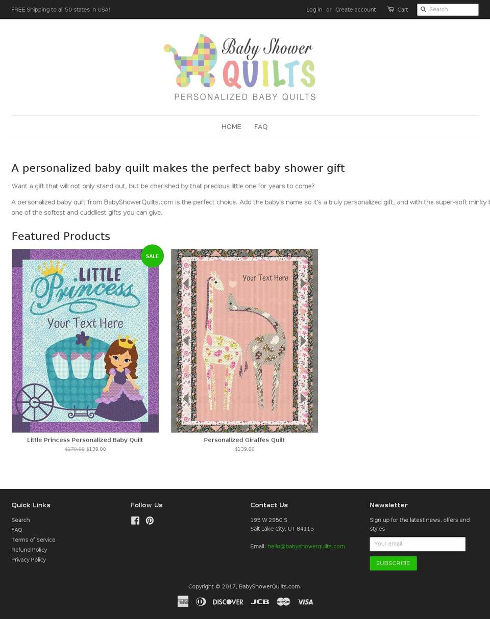 babyshowerquilts.com shopify website screenshot