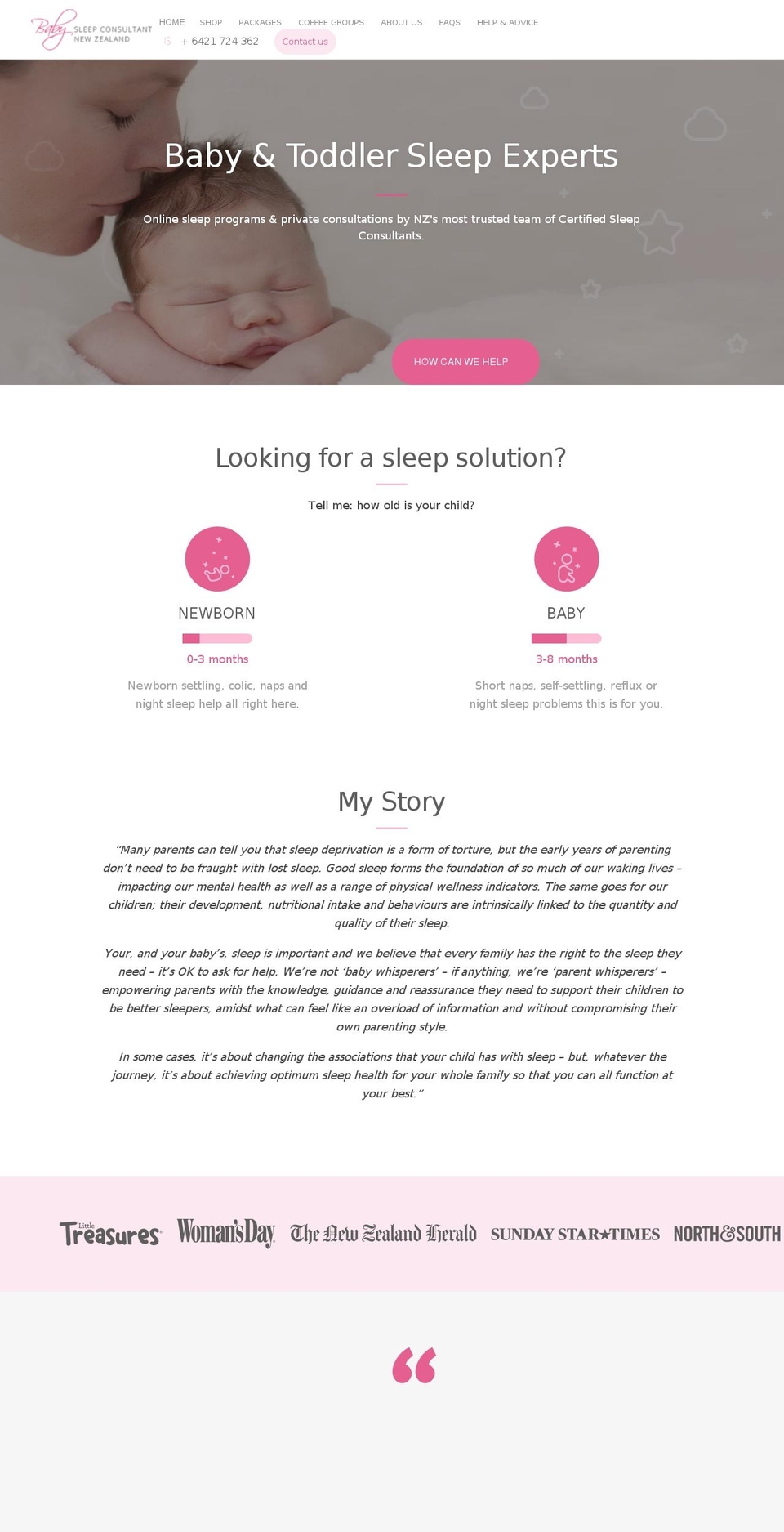 babysleepconsultant.co.nz shopify website screenshot