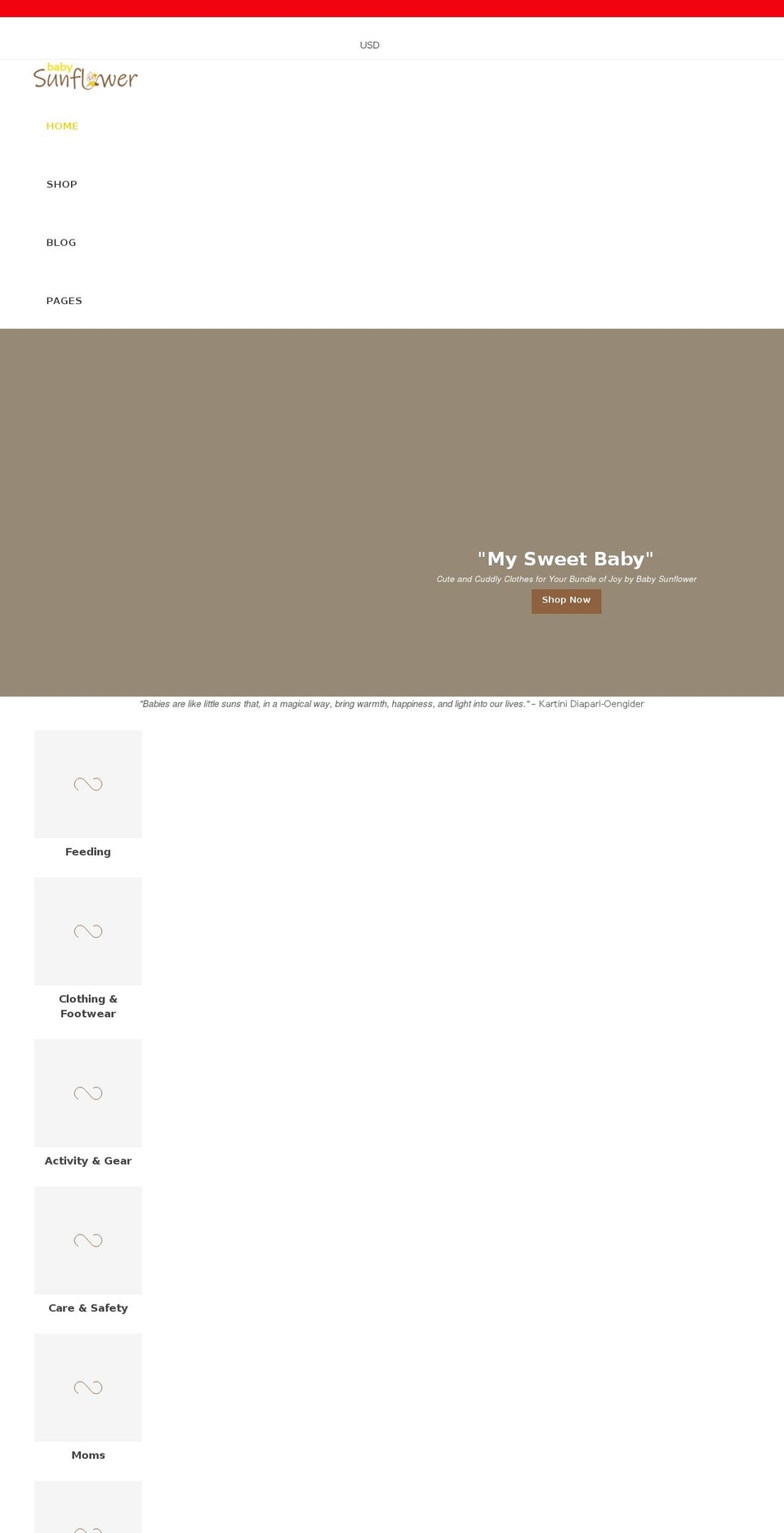 babysunflower.com shopify website screenshot