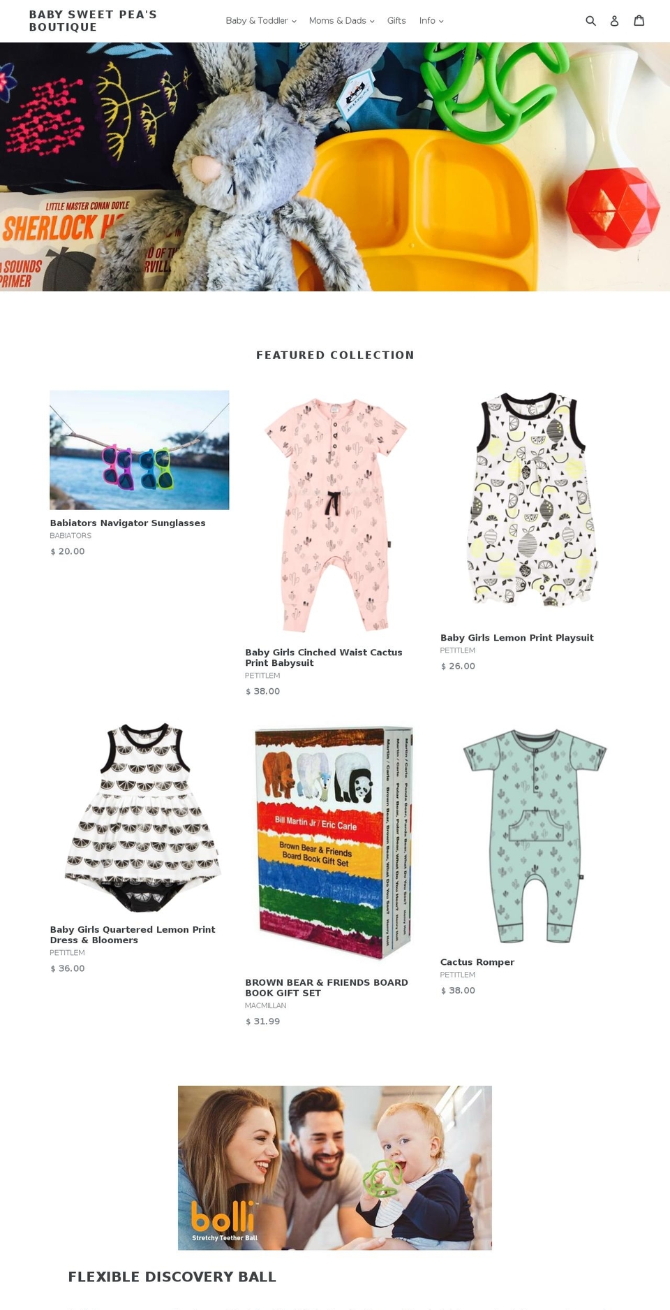 Enchanting Shopify theme site example babysweetpeasboutique.com