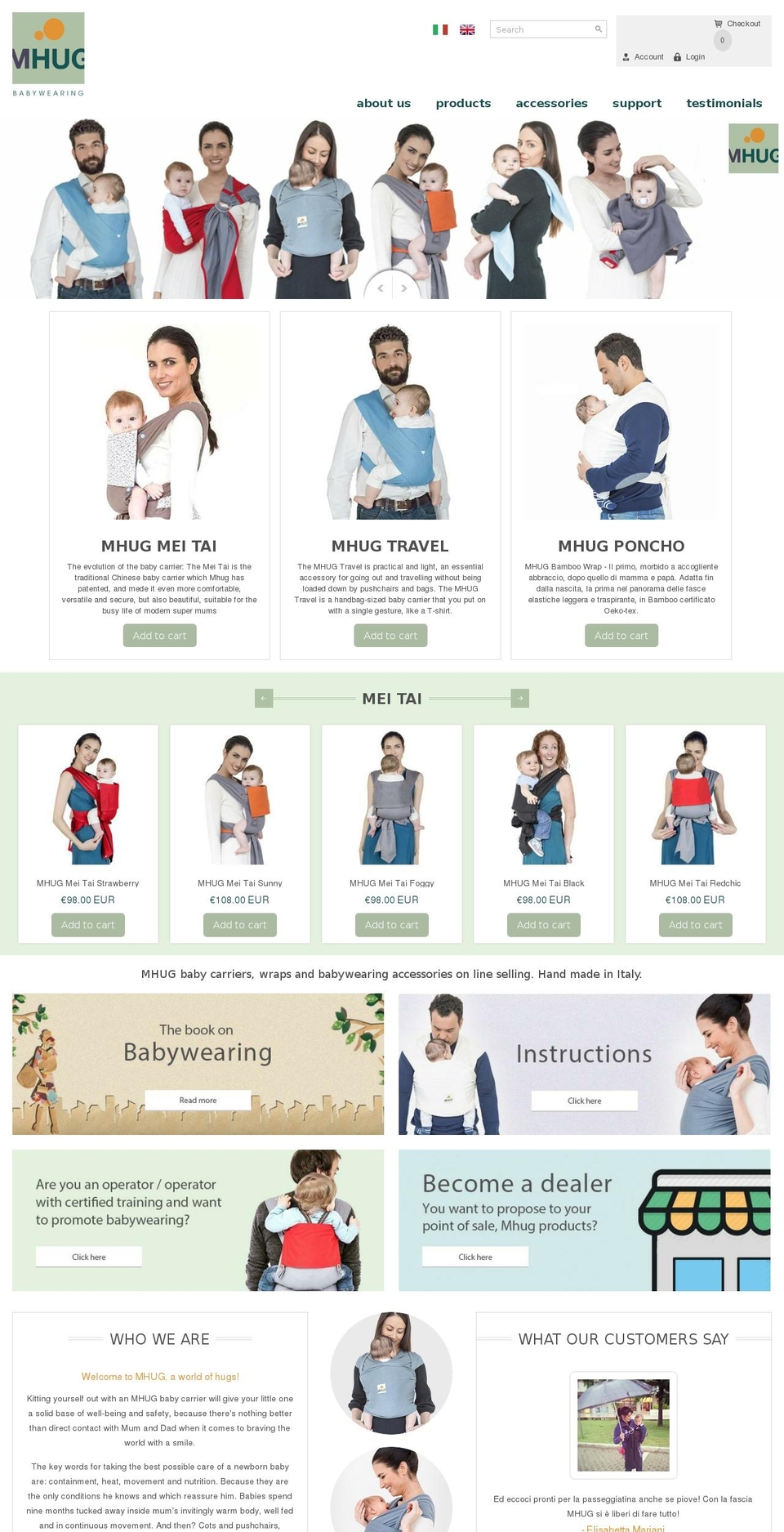 qeretail Shopify theme site example babywearing.it