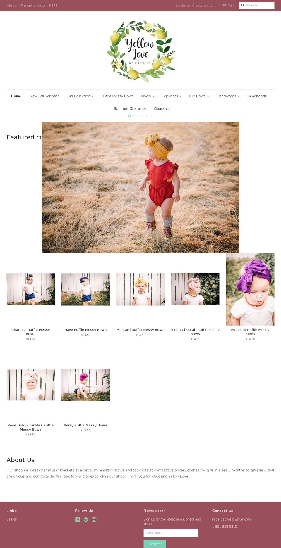babyyellowlove.com — Shopify storefront screenshot