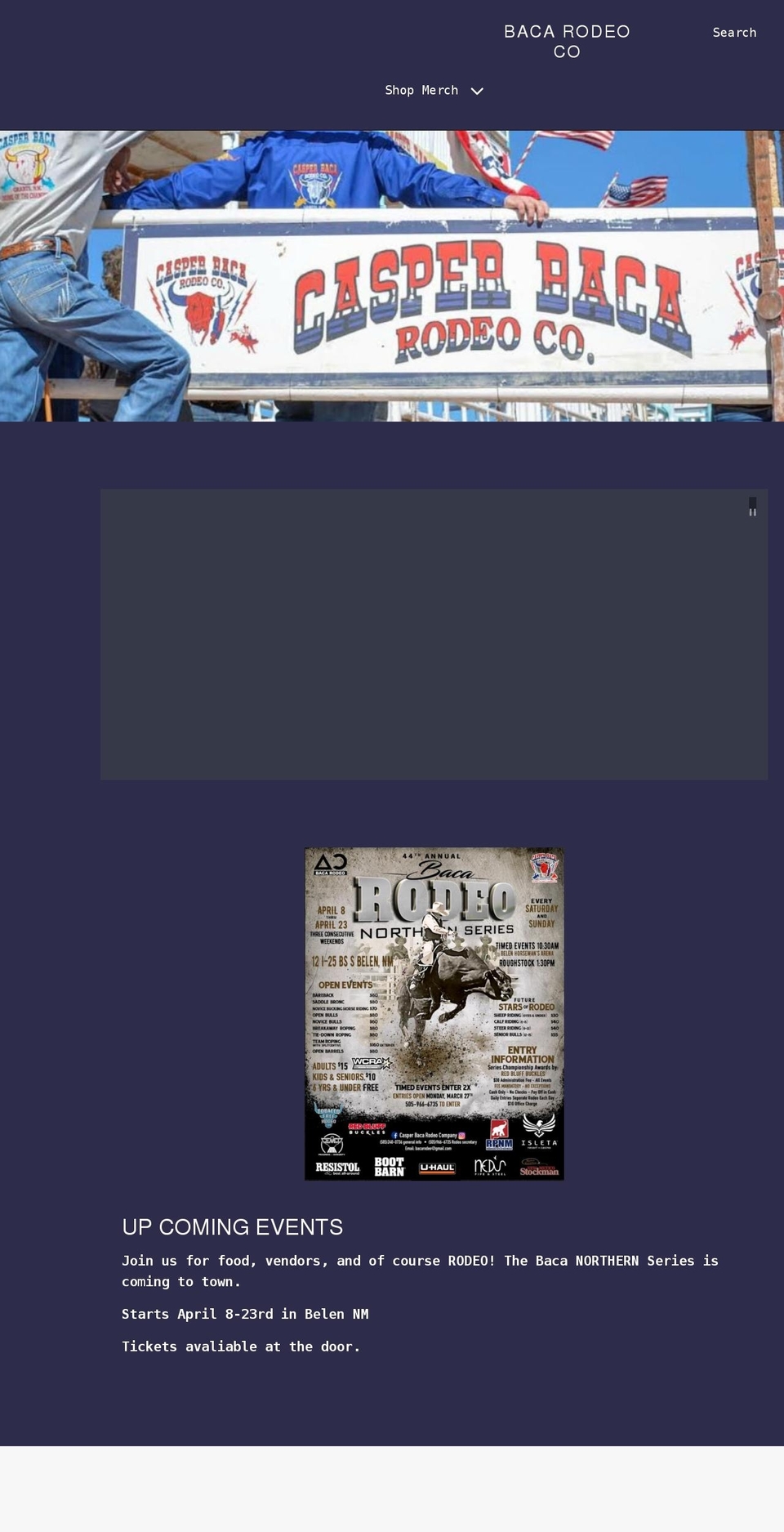 bacarodeo.com shopify website screenshot