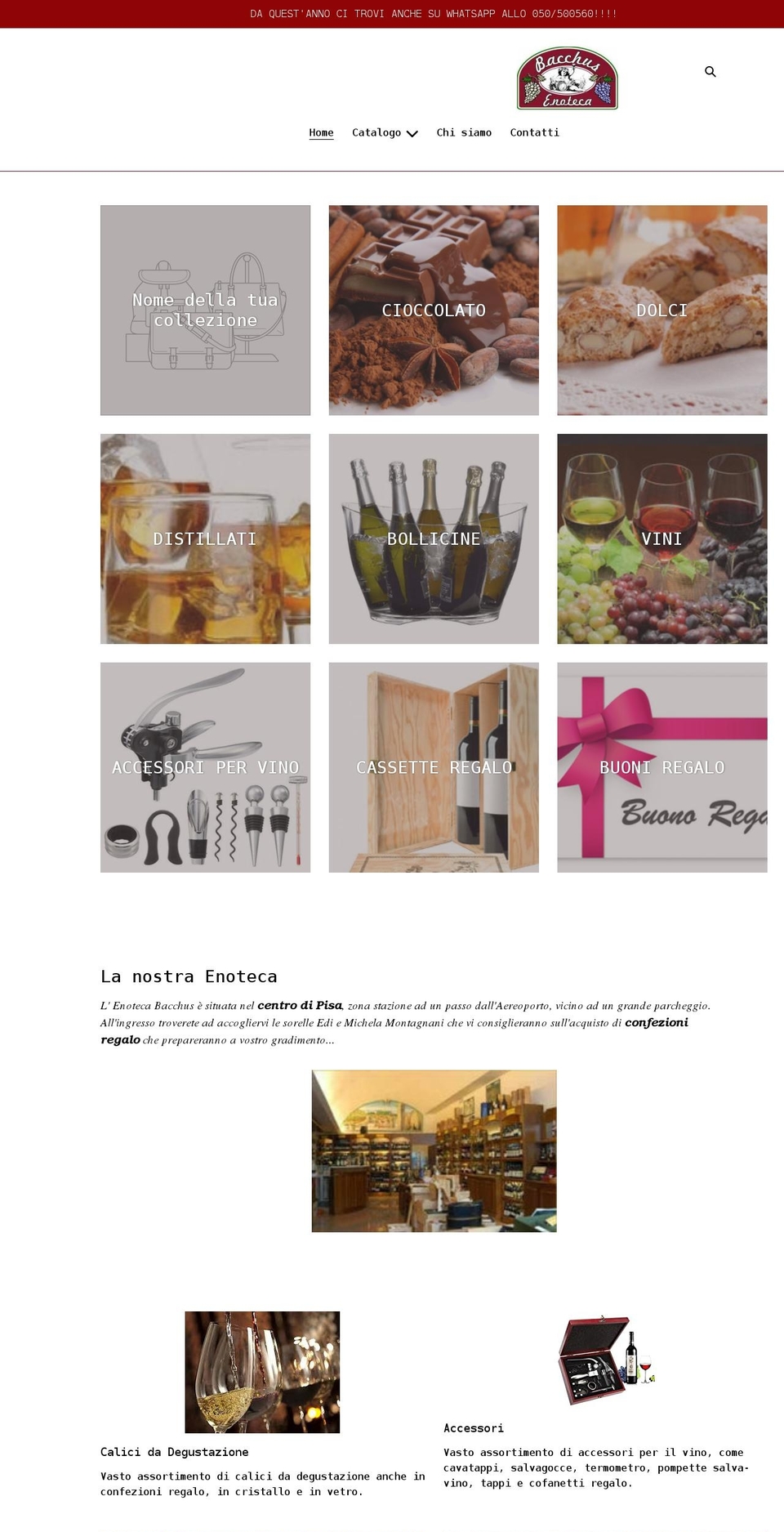 bacchusenoteca.com shopify website screenshot
