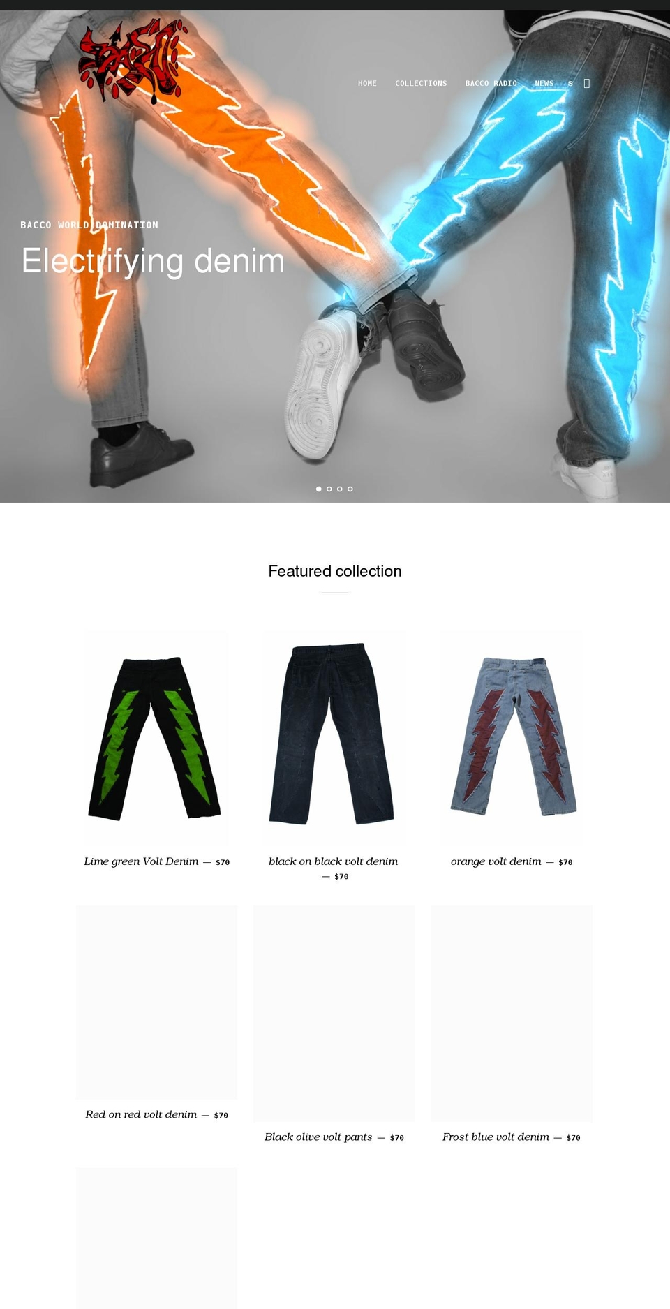baccoworlddomination.com shopify website screenshot