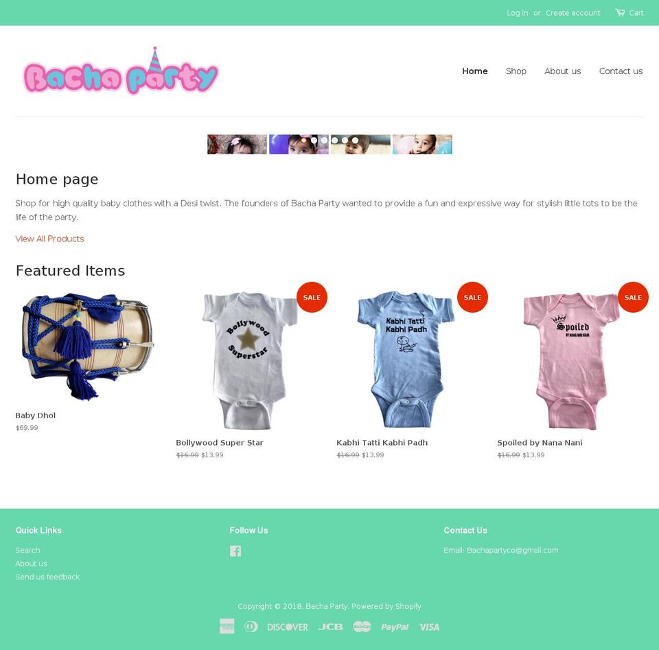 bachapartyco.com shopify website screenshot