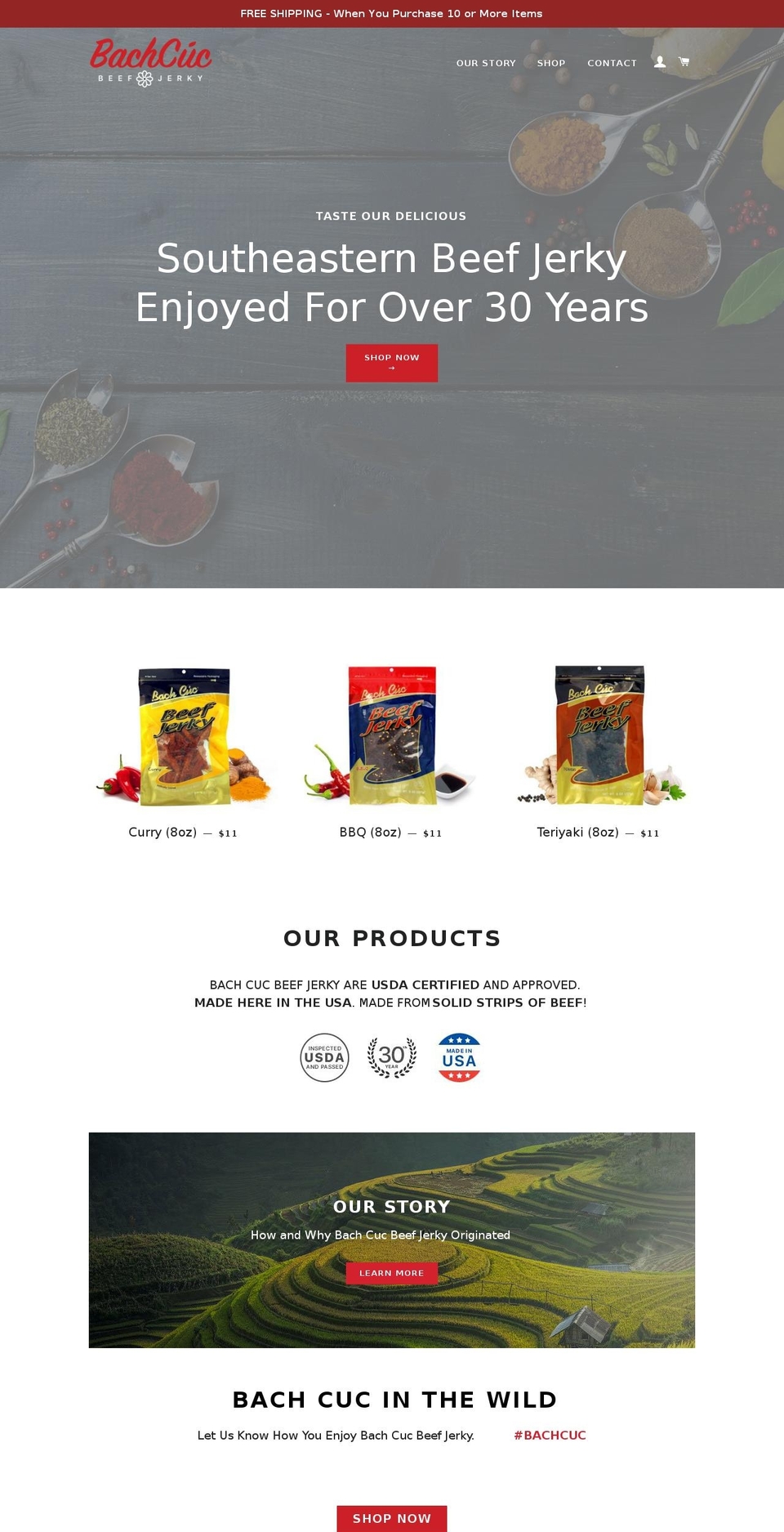 bachcucbeefjerky.com shopify website screenshot