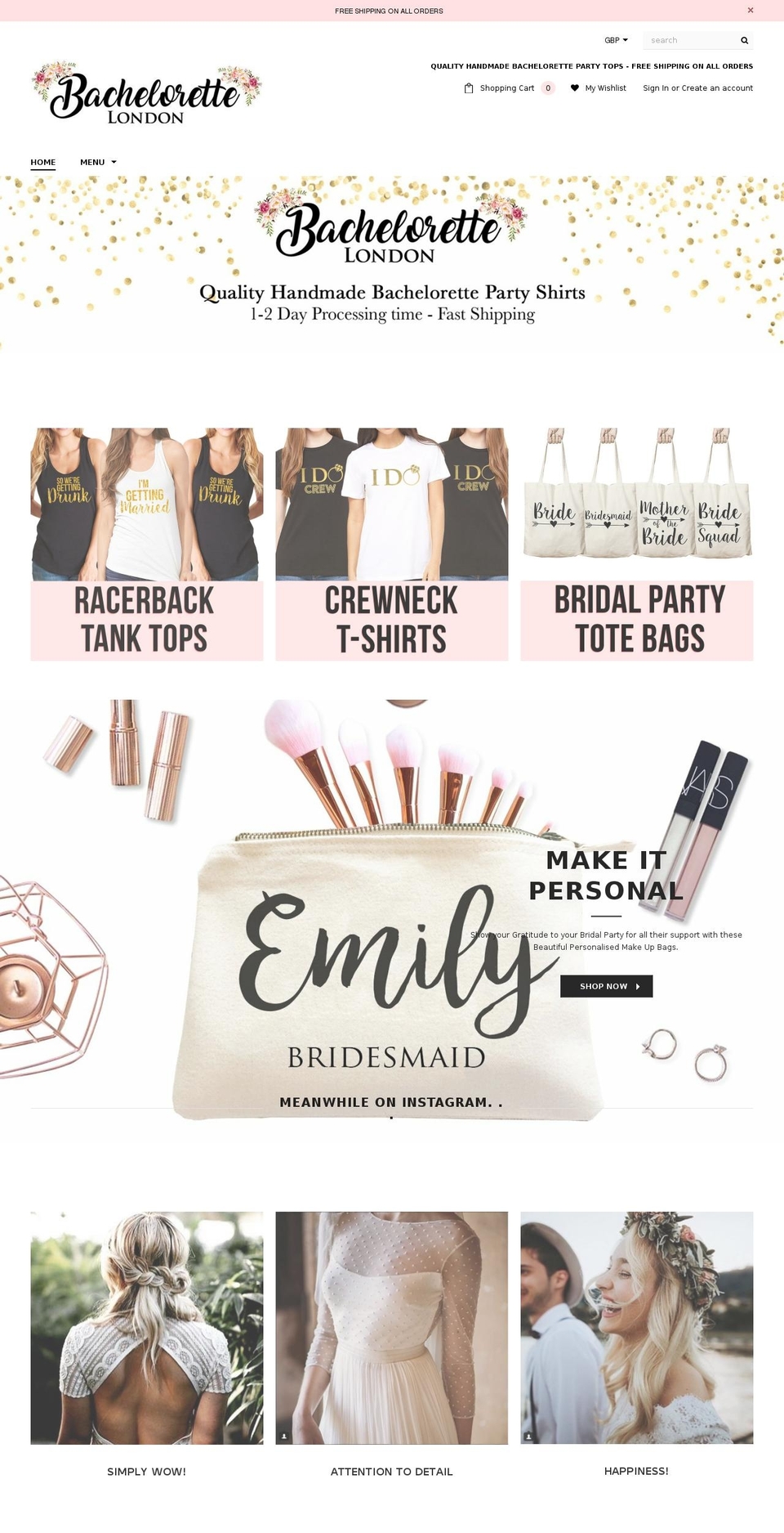 bachelorettelondon.com — Shopify storefront screenshot