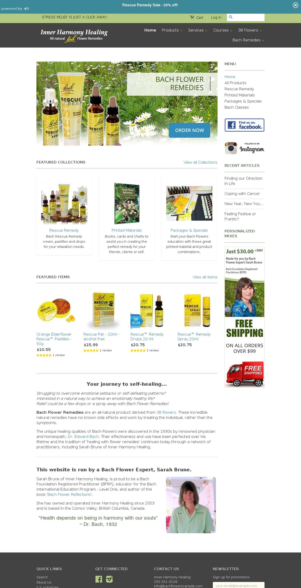 bachflowerscanada.com shopify website screenshot