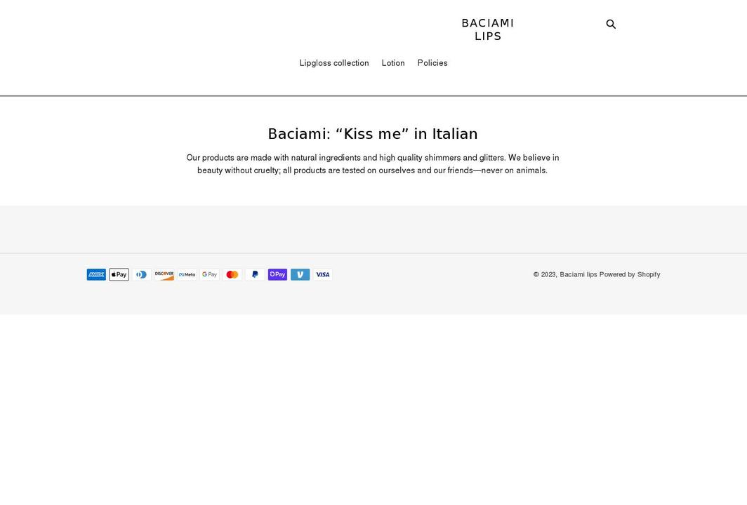 baciamilips.com shopify website screenshot