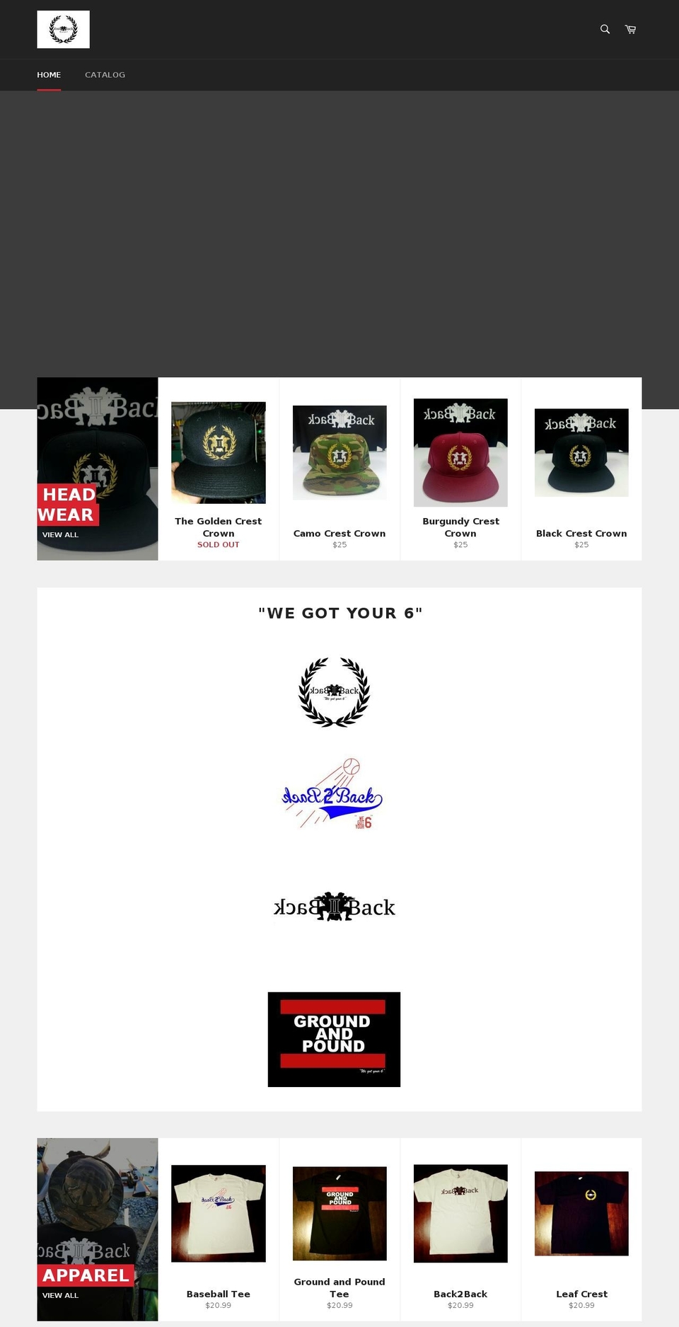 back2backapparel.com — Shopify storefront screenshot