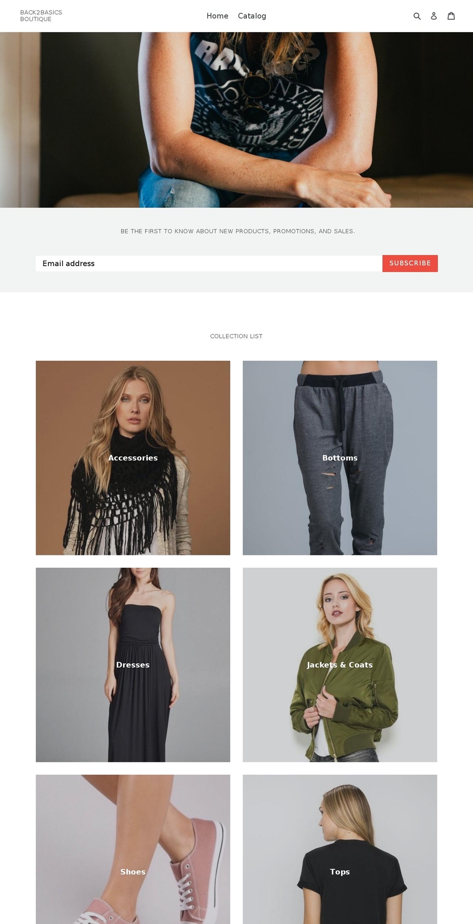 Birch Shopify theme site example back2basicsboutique.com