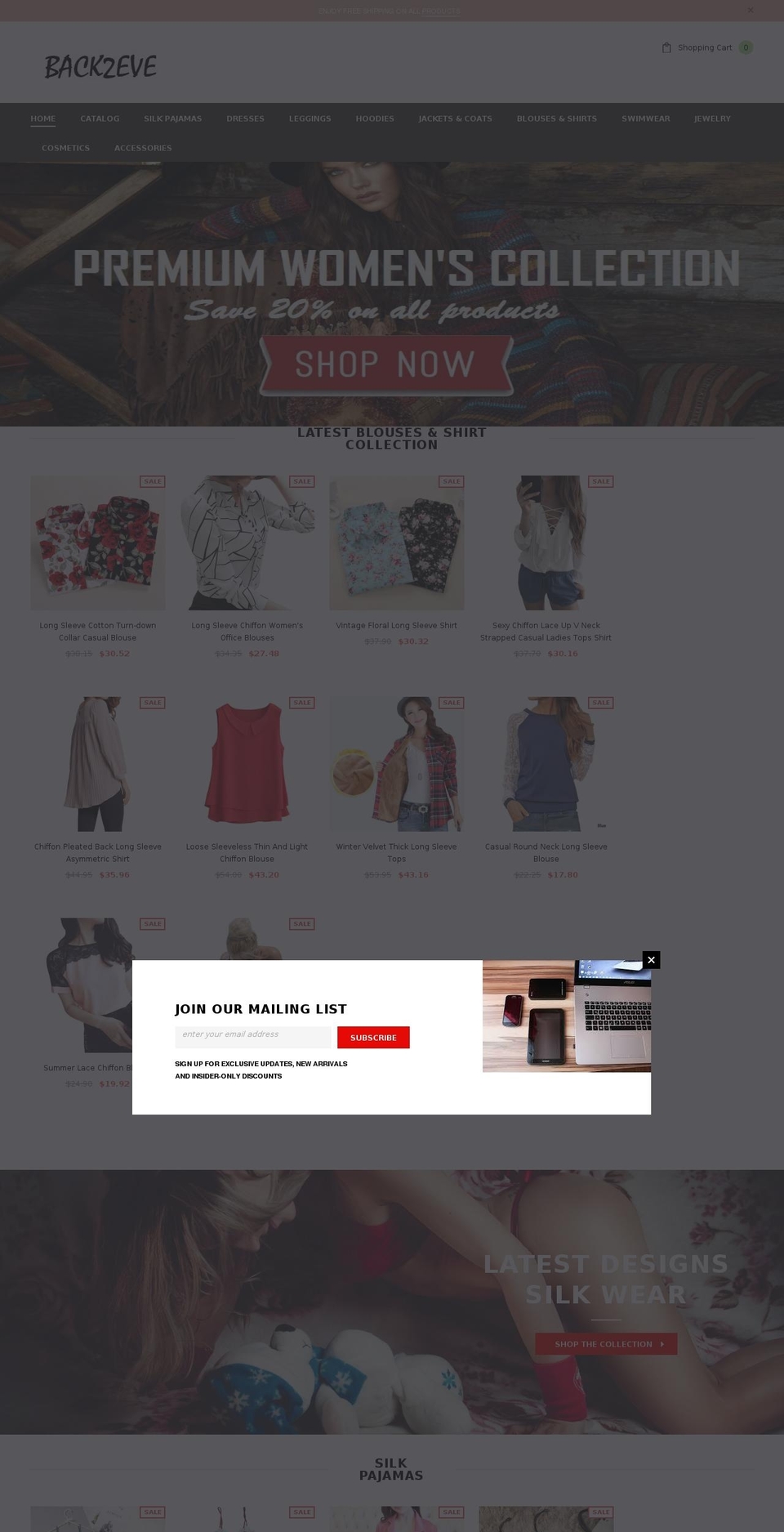 back2eve.com — Shopify storefront screenshot