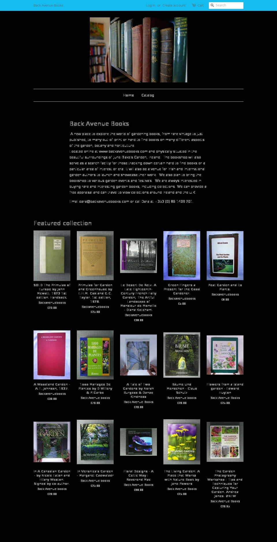backavenuebooks.com — Shopify storefront screenshot
