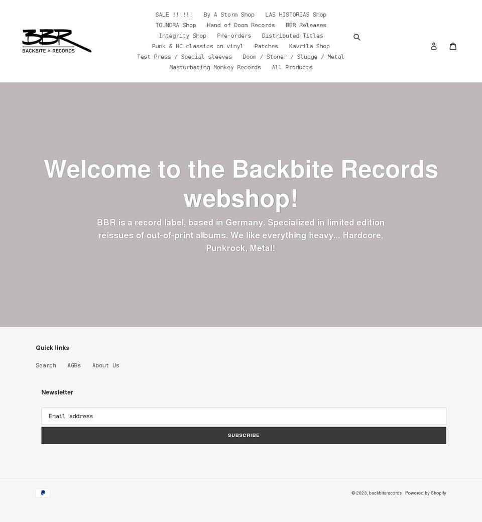 backbite-records.de shopify website screenshot