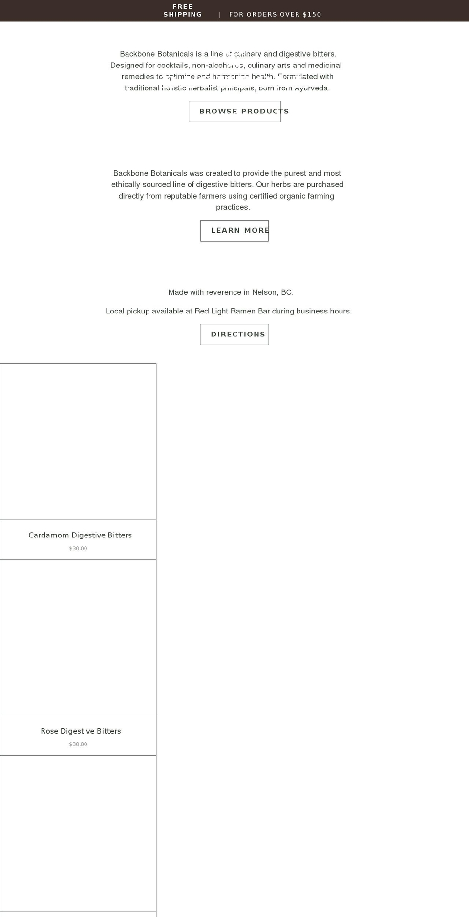 backbonebotanicals.com shopify website screenshot