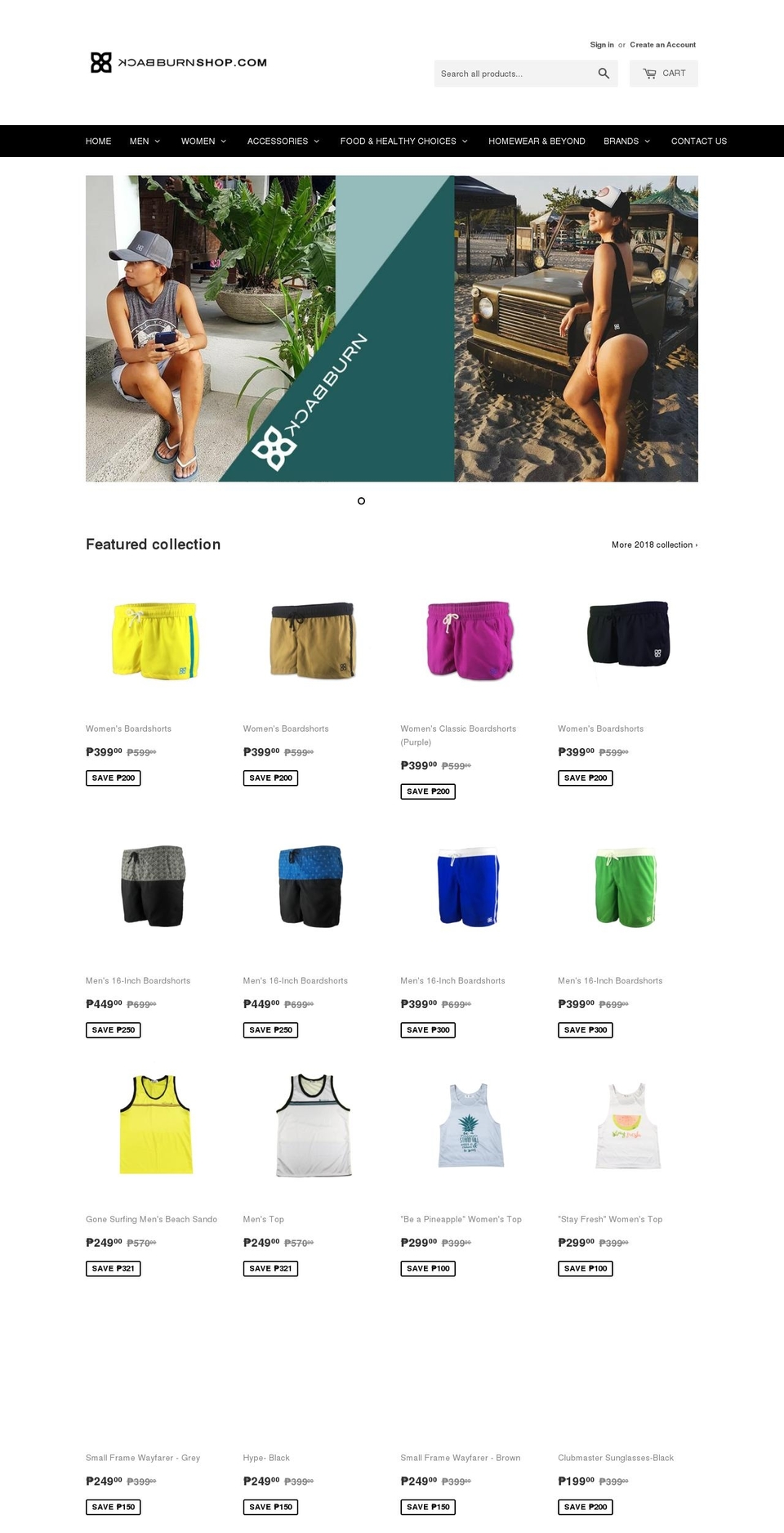 backburnshop.com — Shopify storefront screenshot