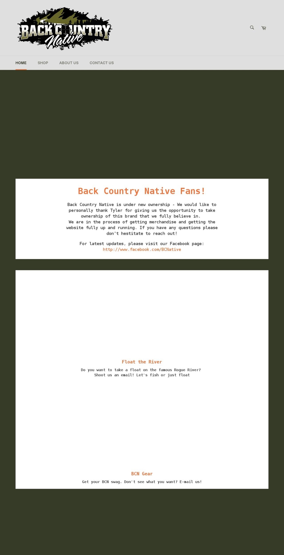 backcountrynative.com shopify website screenshot
