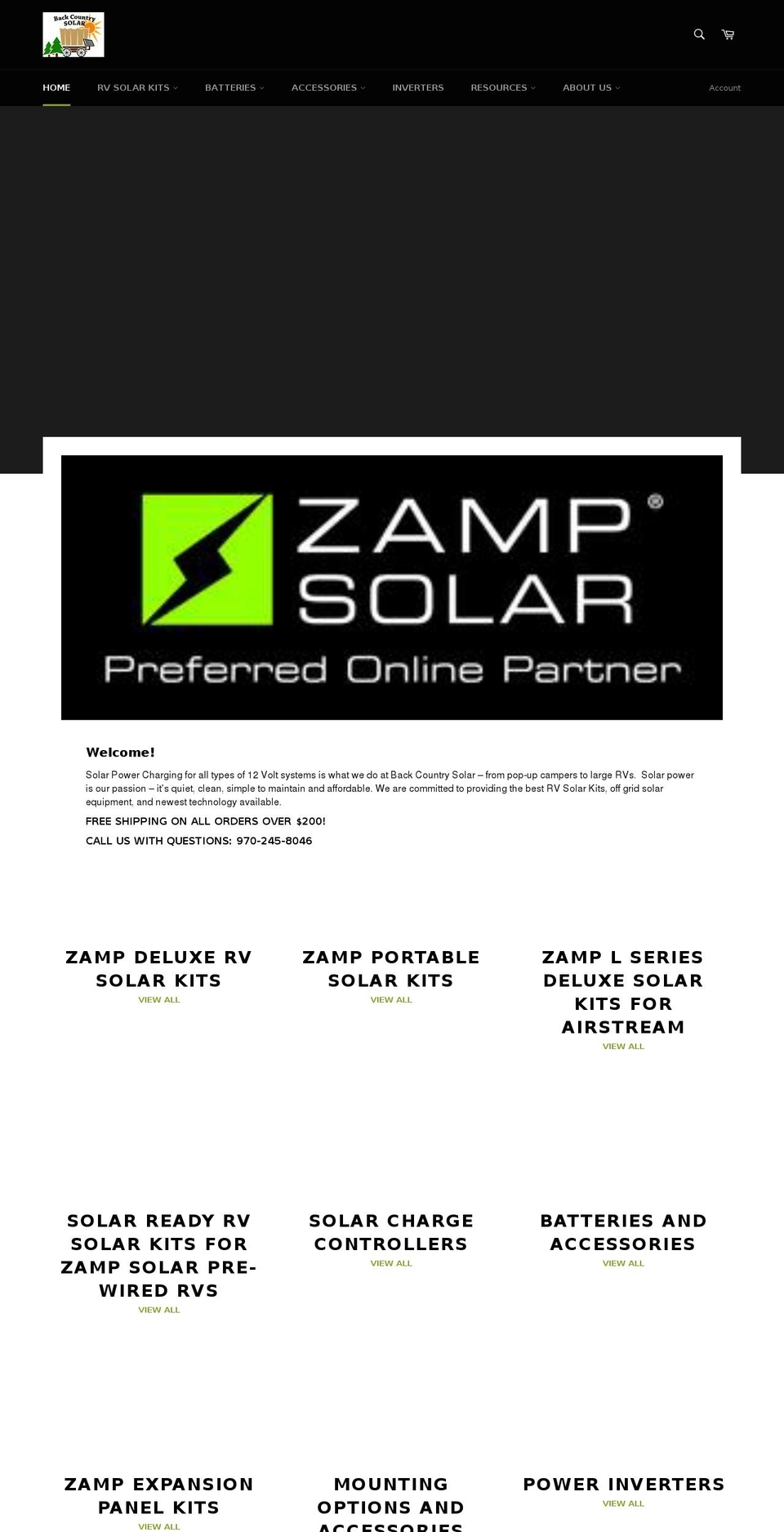 backcountrysolar.com shopify website screenshot