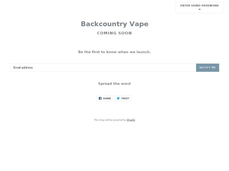 backcountryvape.com shopify website screenshot