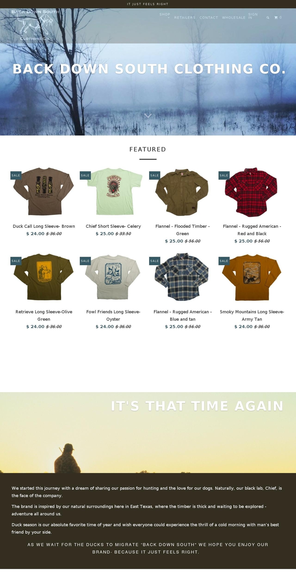 backdownsouthclothingcompany.com shopify website screenshot