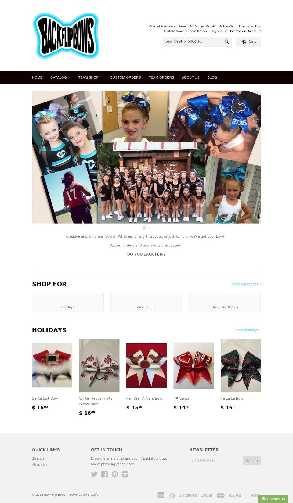 backflipbows.com shopify website screenshot