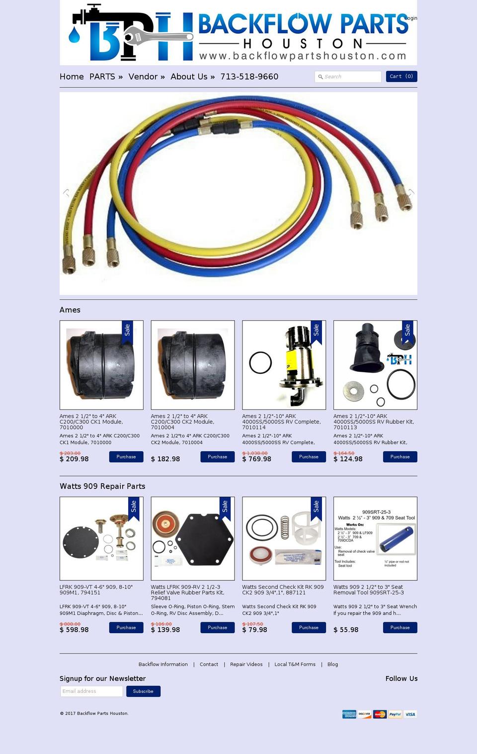 backflowpartshouston.com shopify website screenshot