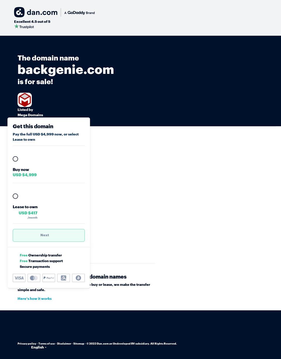 backgenie.com shopify website screenshot