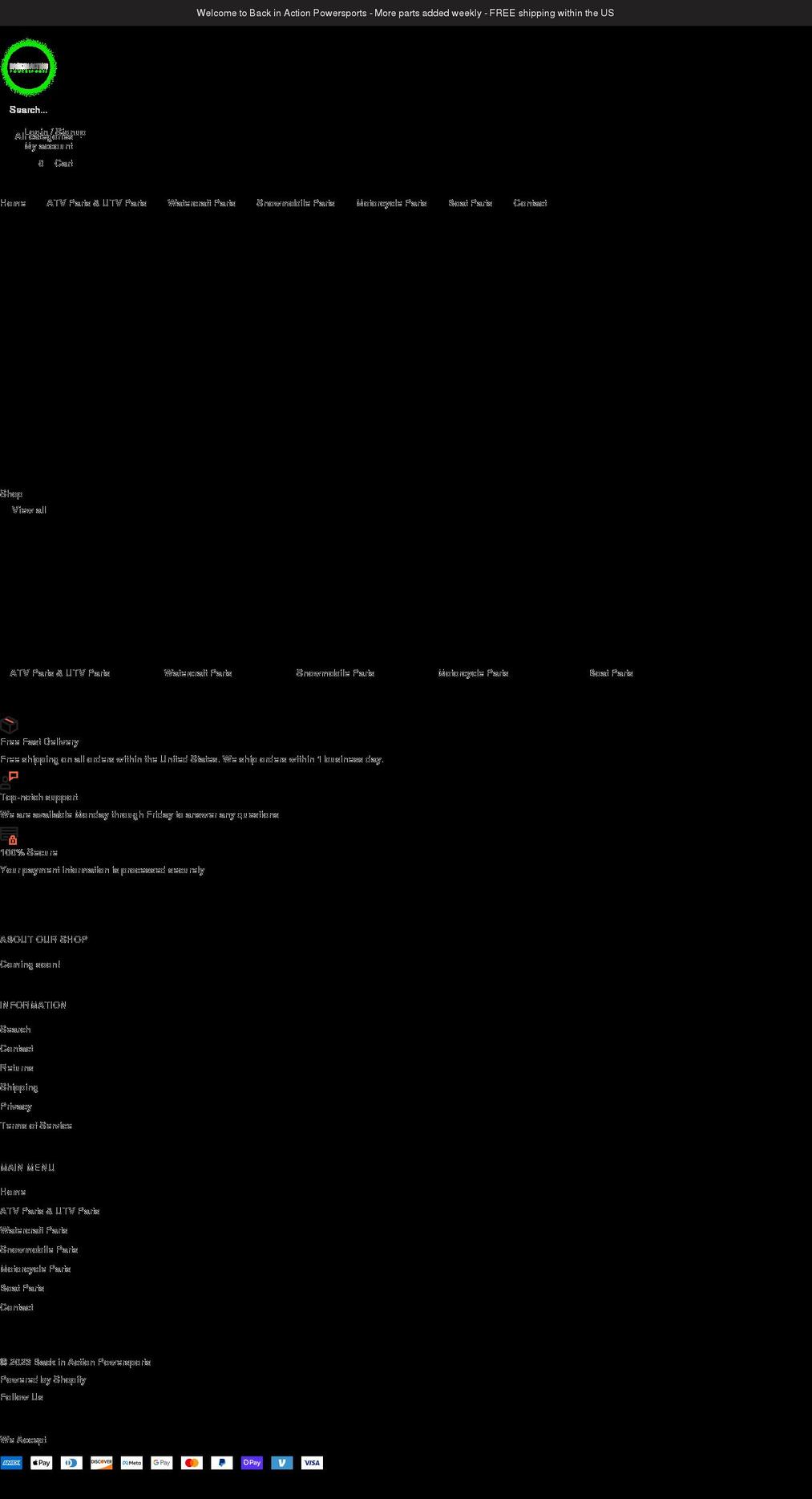 backinactionpowersports.com shopify website screenshot