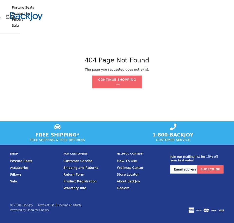 backjoycares.com — Shopify storefront screenshot